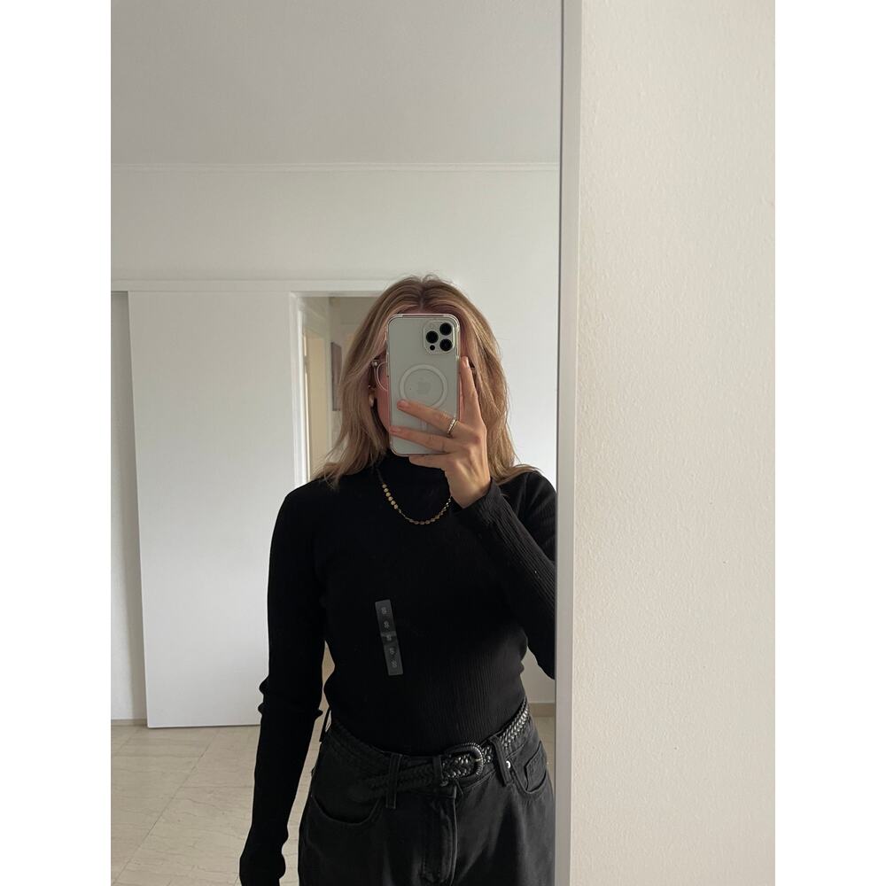 Uniqlo — Black Ribbed High Neck T-Shirt Long Sleeve — Women's Size Small NWT NEW - Picture 14 of 16